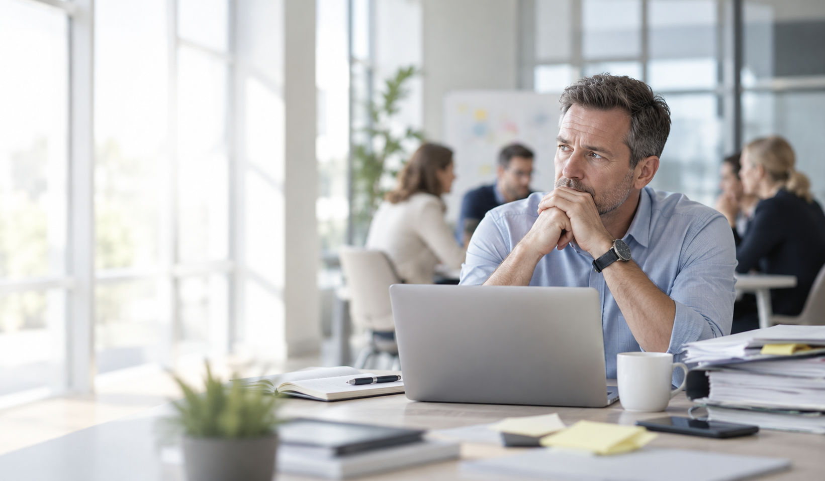 Nachdenklicher Mann im modernen Büro